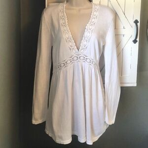 Michael Kors white plunging crochet …